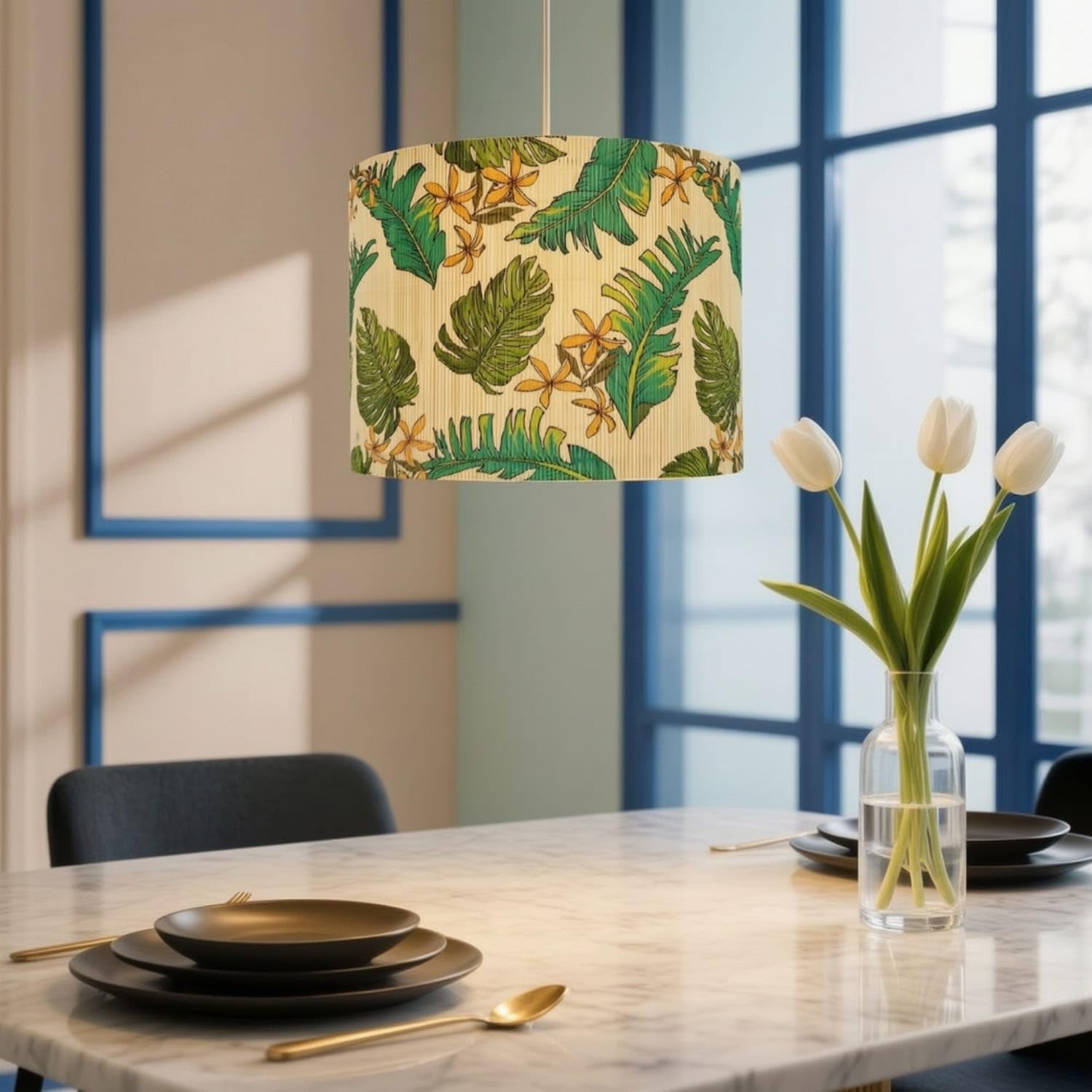 Handwoven Bamboo Lampshade Natural-Fiber Bamboo Lamp Shade Rustic Woven Lampshade Detachable for Bedside Table, Desk, Style a-image-17