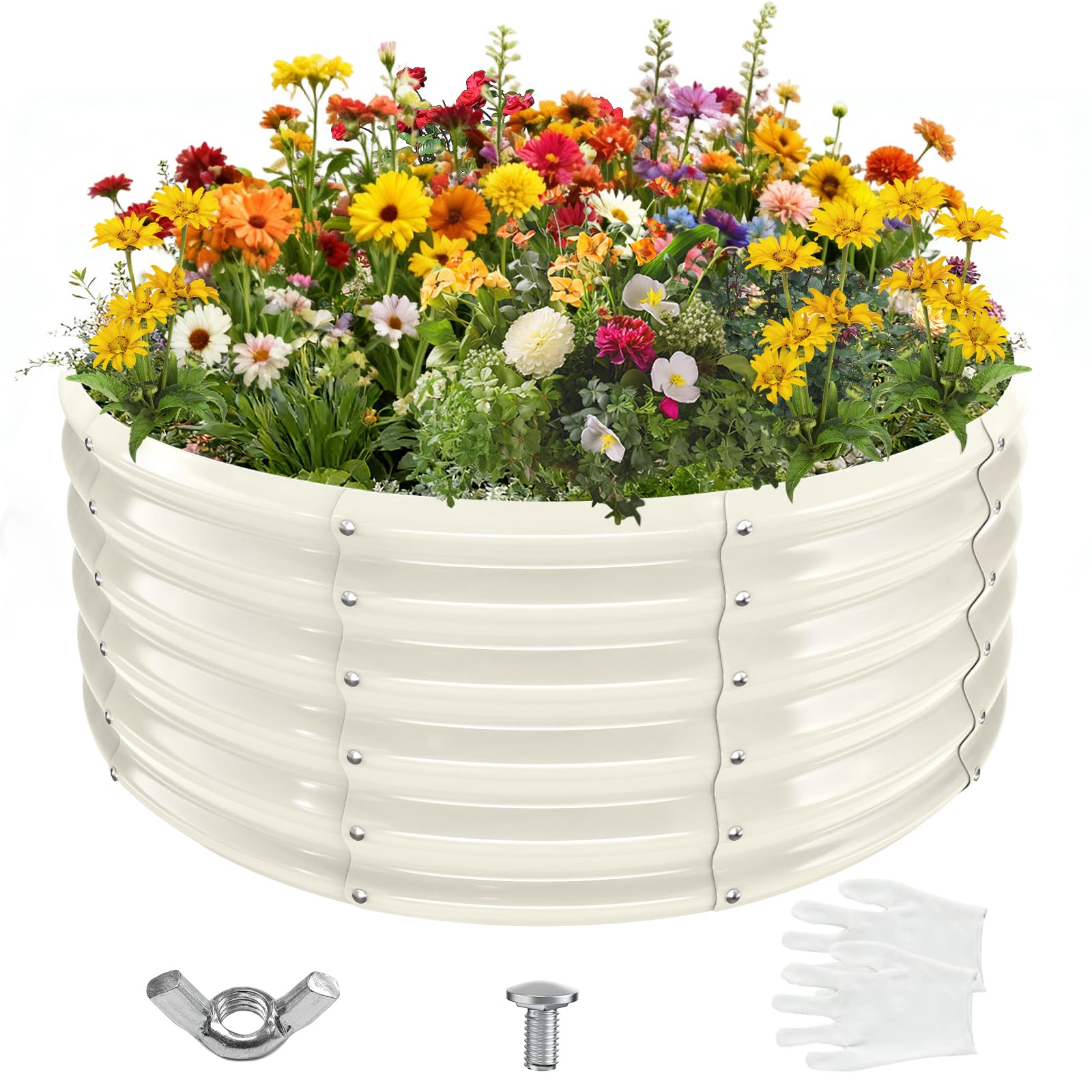 YSEJOMP Raised Garden Bed - 17" Tall, Silver -16
