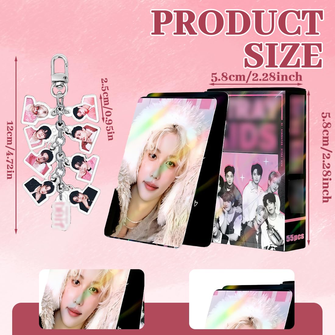 Carte SK Set con 2 Portachiavi Figure, Carte Album Star Maschili Coreane, Regali Fan Ragazze