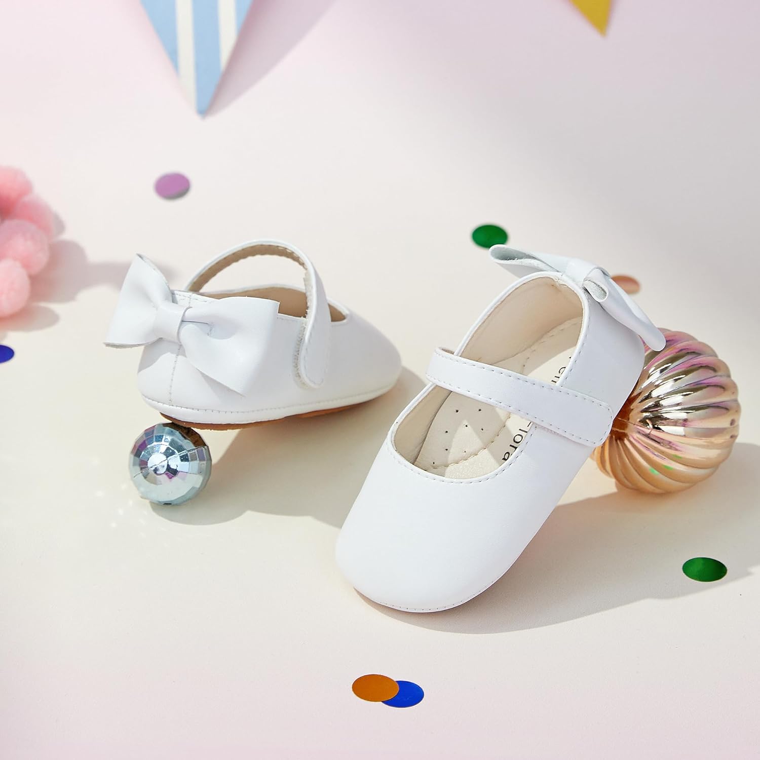 Soft Sole Baby Shoes - Infant Baby Walking Shoes Moccasins Rubber Sole Crib Shoes 9-12 Months Wide Infant B05-white image 4 of 6 B0F2175M9R