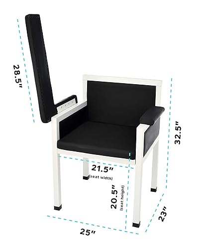 Miniatura 2 de Luxe Silla tapizada para dibujo de sangre, asiento acolchado de flebotomía con reposabrazos ajustable y marco de acero, ideal para hospitales e