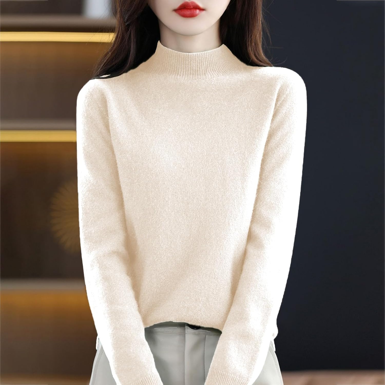 Cashmere Sweaters for Women Lightweight Turtleneck Sweater Soft Cozy Ribbed Knit Long Sleeve Pullover Tops - Image 2
