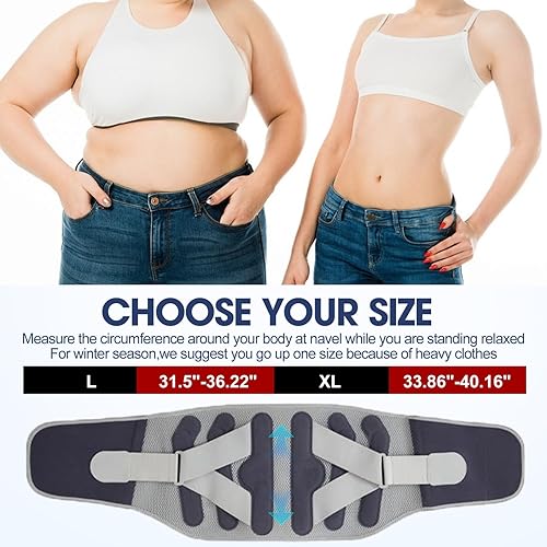 Miniatura 6 de Soporte de espalda baja con 6 refuerzos para hombres y mujeres, compresión envolvente de 360, soporte lumbar ajustable para aliviar el dolor,