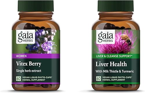 Gaia Herbs Vitex Berry (árbol casto) Apoya el equilibrio hormonal y la fertilidad para las mujeres 60 cápsulas veganas y salud hepática