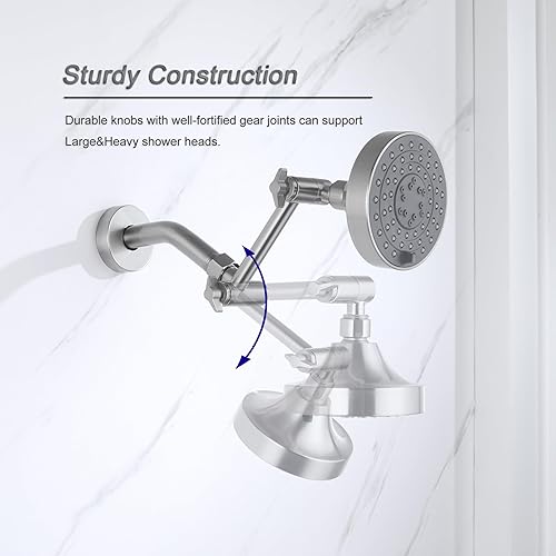 Miniatura 7 de Extensión de brazo de ducha ajustable, brazo de extensión de cabezal de ducha de 4 pulgadas de níquel cepillado para bajar o elevar la lluvia o el