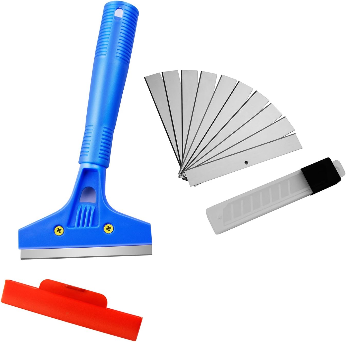 Wall Scraper Multi-purpose Paint Squeegee with Free 10 Replacement Blades for Applicable To Remove Paint Vinyl Glue Wallpaper Window Tint Adhesive Residual Glue ITTAHO