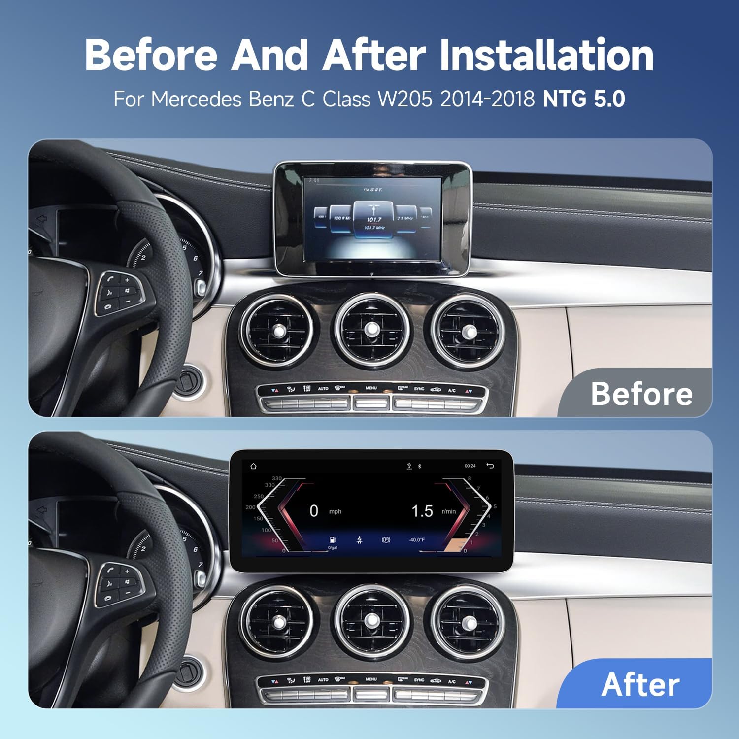 Linux Screen Car Touchscreen Wireless CarPlay Android Auto for Mercedes Benz C Class W205 from 2015 to 2018 with NTG5.0 Multimedia Receiver Bluetooth