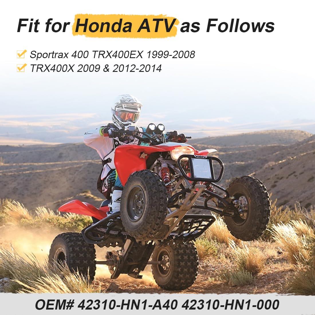 Arbre d’essieu arrière compatible pour Honda Sportrax 400 TRX400EX 1999-2008 TRX400X 2009 2012-2014 42310-HN1-A40 42310-HN1-000