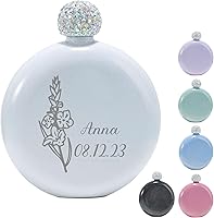 Vista 9 de Frasco de flores personalizado para el mes de nacimiento con tapa de diamantes de imitación para dama de honor, regalo de fiesta nupcial, grabado