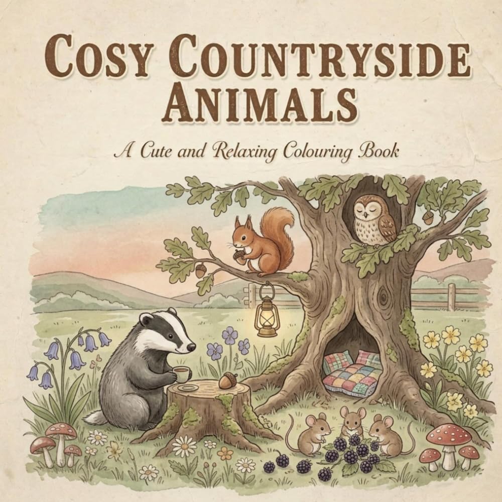 Cosy Countryside Animals - A Cute and Relaxing Colouring Book: Adorable Designs for Stress Relief and Calm
