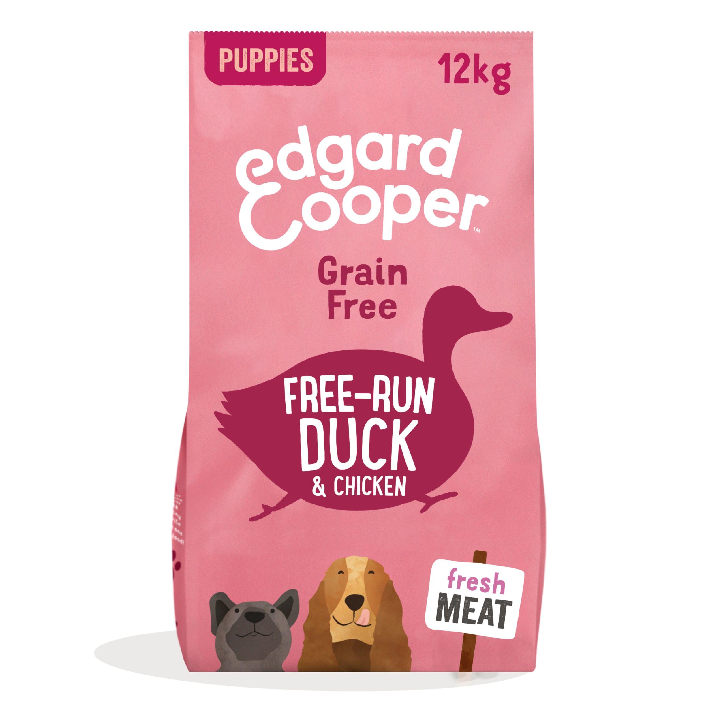 Edgard & Cooper Crocchette Cani Puppy Junior Cuccioli Croccantini Cane Cibo Secco per Cani Senza Cereali Mangime Naturale 12kg Anatra & Pollo Fresco, Alimentazione Completa, Sana ed Equilibrata