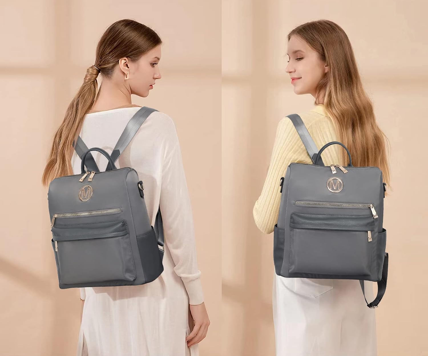 Women Nylon Backpack Purse Convertible Large Ladies Designer Rucksack Travel Shoulder Bags Handbag 2PCS - Image 2