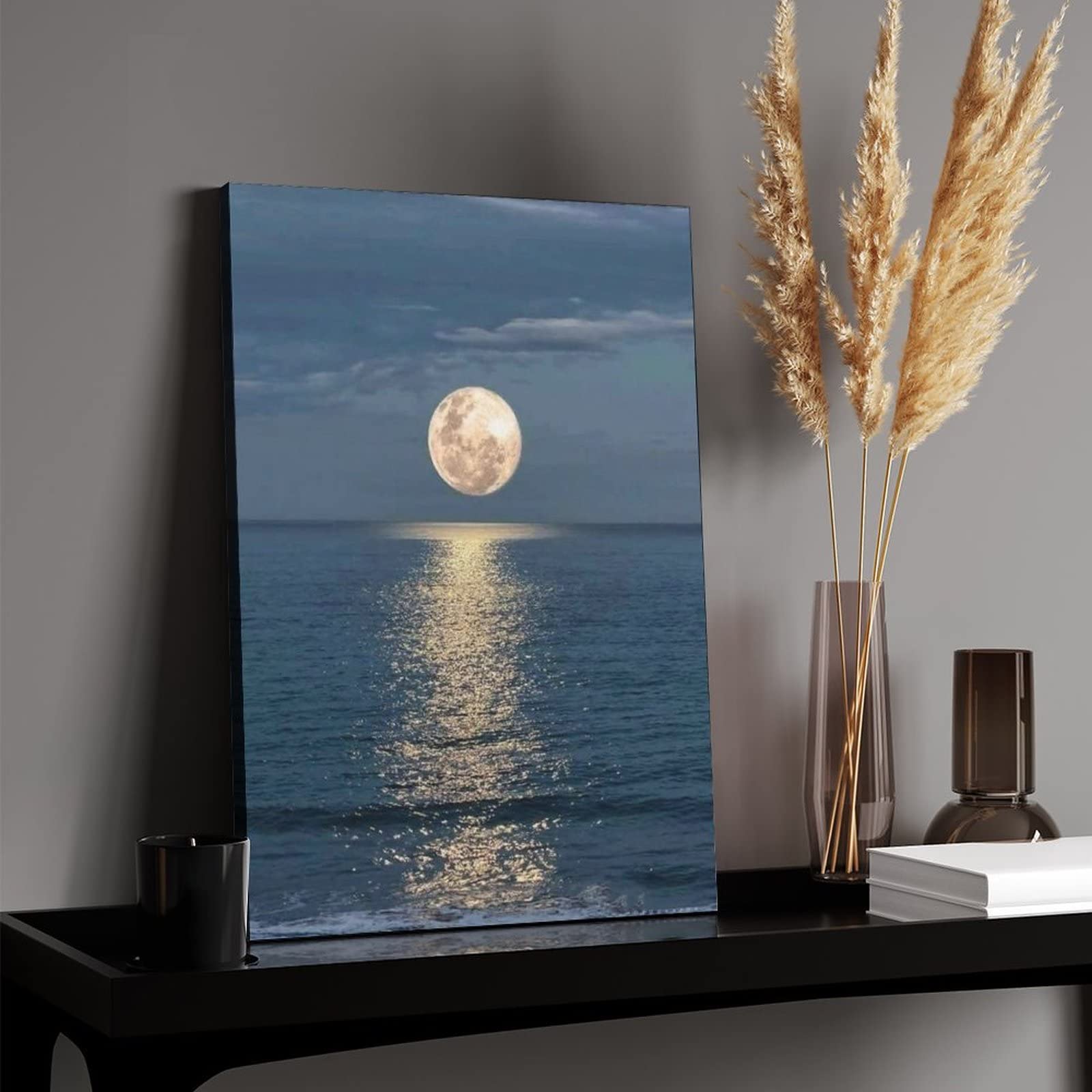 Amazon.co.jp: 絵画 海の月の反射インテリア 絵画 夢の夜の光アート