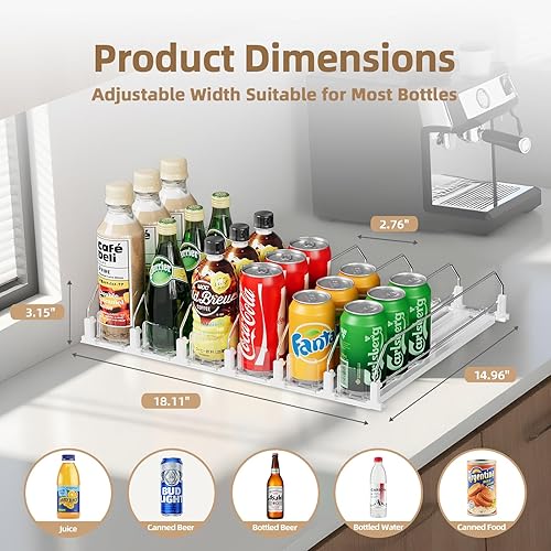 Miniatura 4 de HIYOHIYO Organizador de latas de soda de empuje automático de 6 filas para refrigerador, dispensador automático de bebidas para refrigerador,