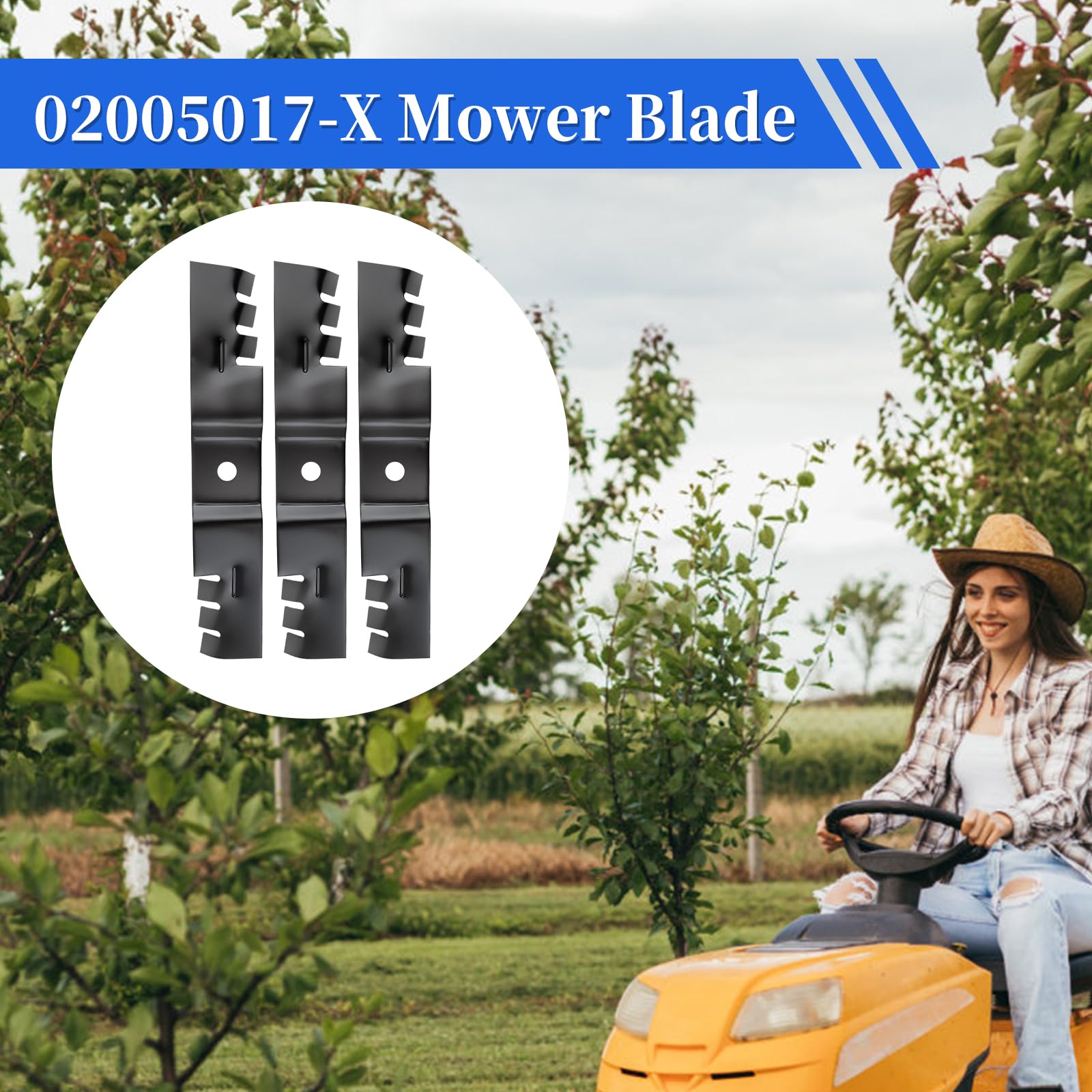 Keycci 02005017-X - Cuchilla de mantillo compatible con tractor de césped Cub Cad et GT2148 Re con Z-Force LZ48 PRO-Z de 48 pulgadas, repuesto de cuchilla dentada para 942-04417-X, paquete de 3