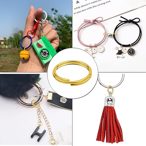 Vista 97 de Aylifu 200 anillos de metal divididos, anillos de salto de doble bucle chapados en níquel de 0.63 pulgadas, pequeños anillos de llavero de cristal