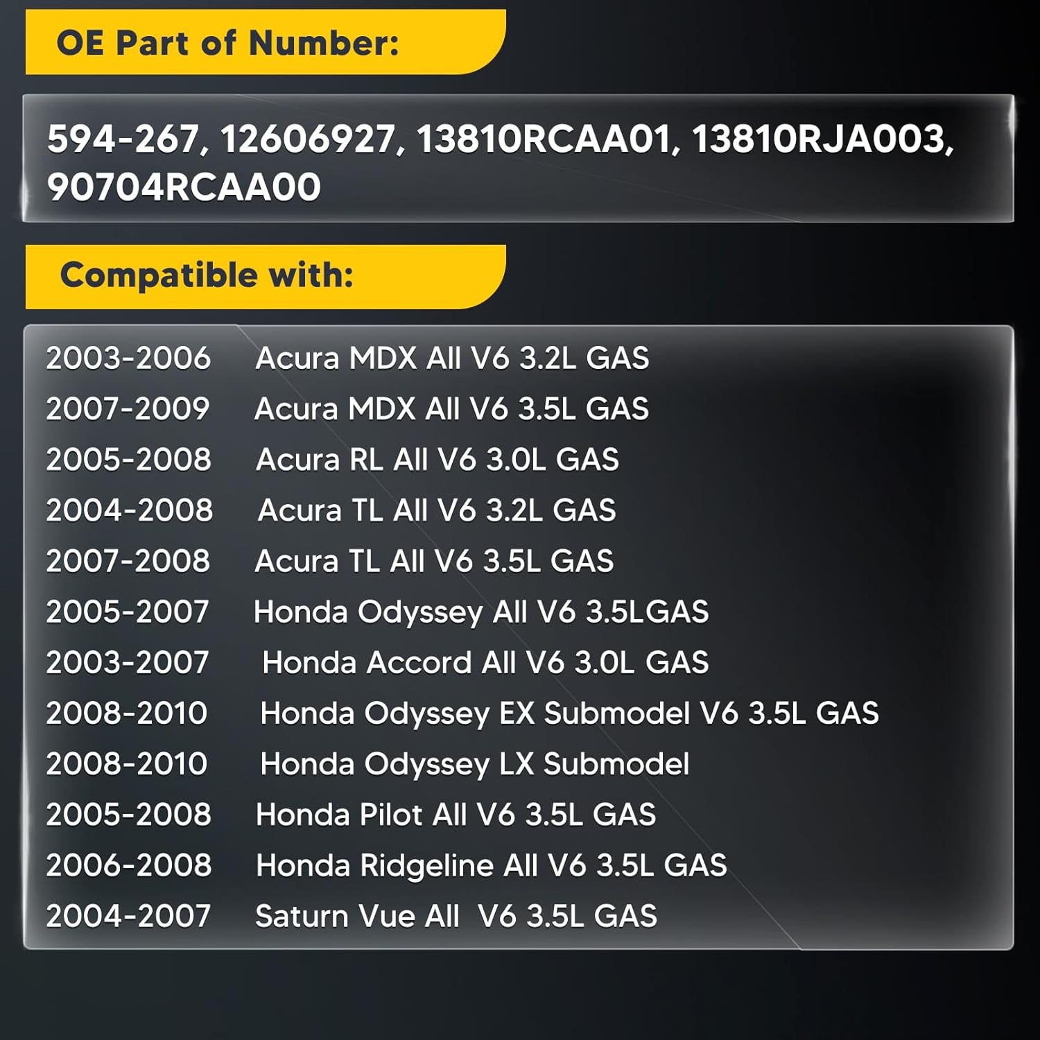 594-267 Engine Harmonic Balancer Pulley OHV V6 3.0 3.2 3.5L Fit for Honda, Acura & Saturn Cars 2003-2010 - Odyssey, Accord, Pilot, Ridgeline, MDX, RL,TL, Vue & More, Replace OE 12606927 13810RCAA01