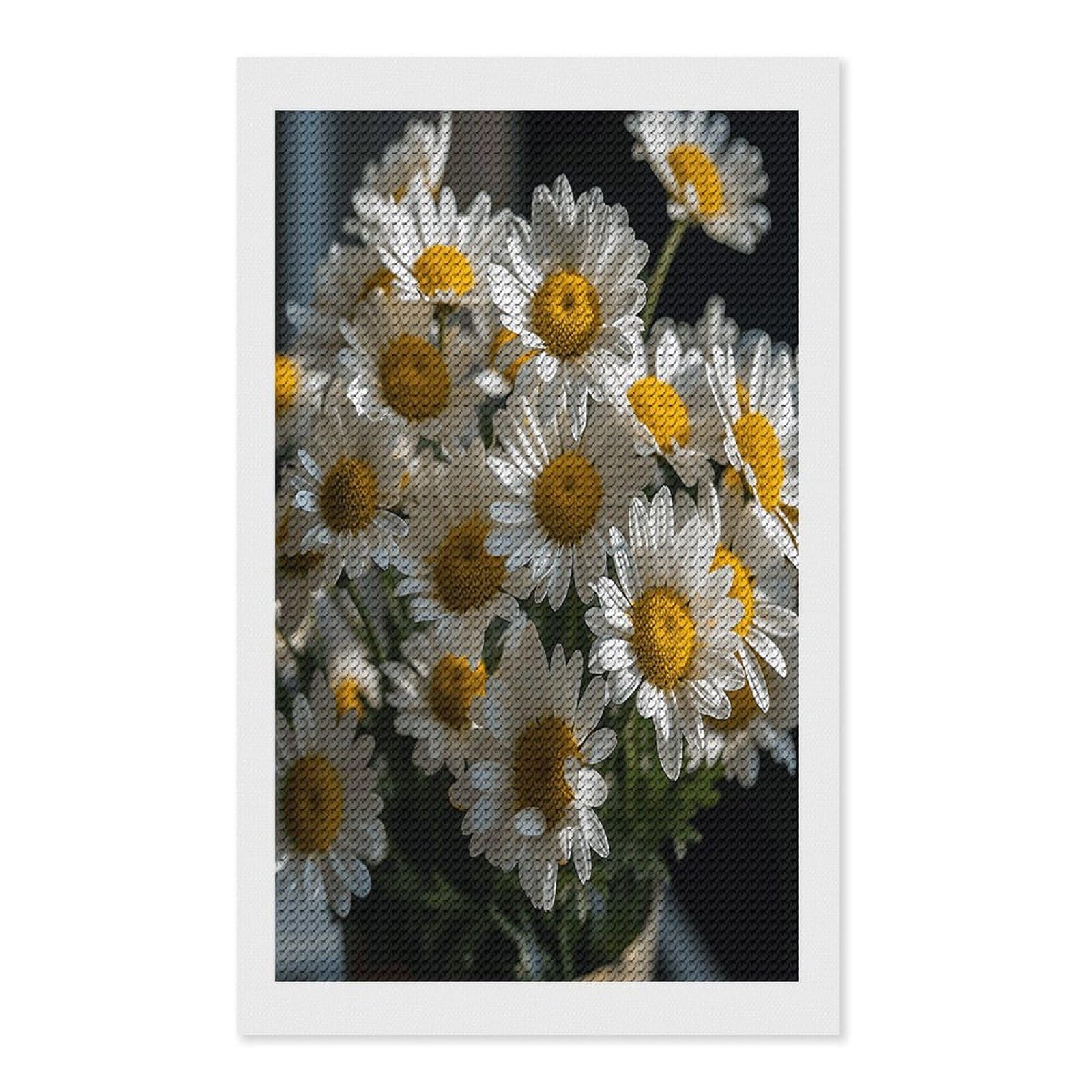 Handful of Daisies Diamond Art Kits for Adult Round Full Drill Diamond Dots Paintings for Beginner Picture Art DIY Diamond Painting Kits 5D Diamond Art Painting for Home Wall Decor 12"x20"