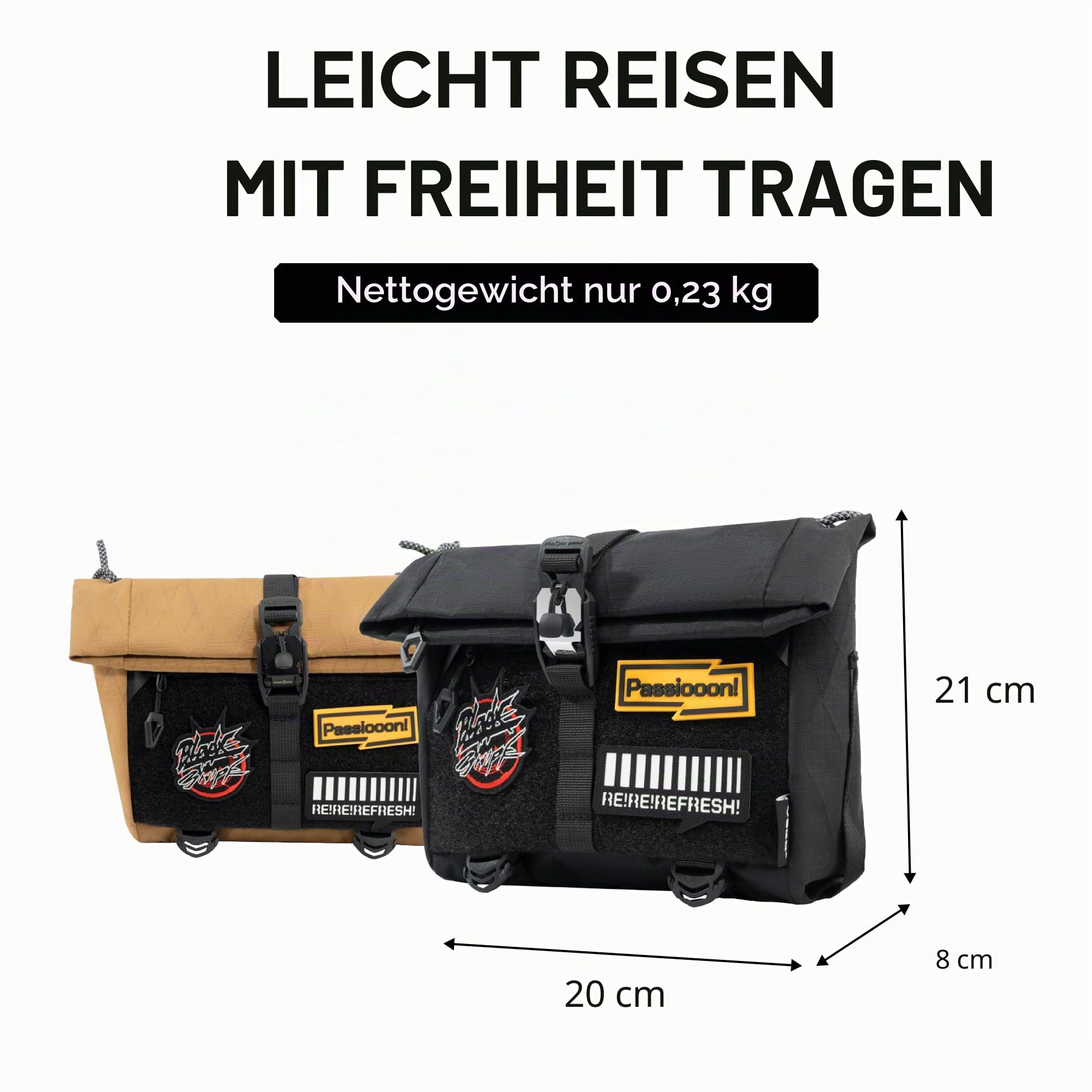 VSGO 3 L Sling Bag für Herren – Wasserfeste Techwear-Brusttasche mit erweiterbarem Kordelzug, versteckter Tasche