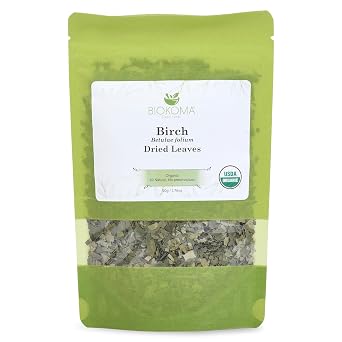 Biokoma Organic Birch Leaf Tea Loose Dried Leaves 50g 1.76oz - Detox Support Digestion Immunity Herbal Tea - USDA Organic - Resealable Moisture Proof Pouch - No Additives - Non GMO - Kosher