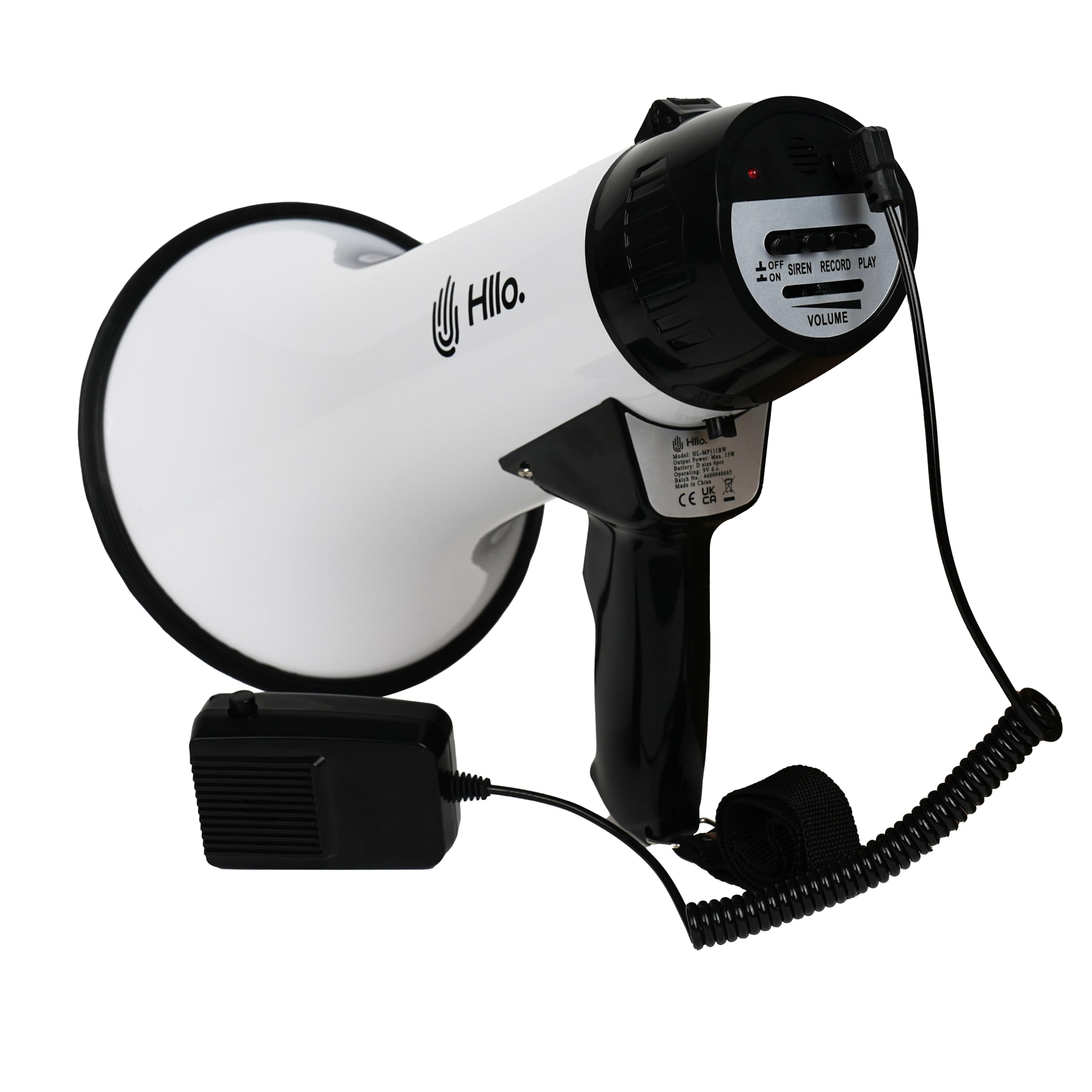 Megáfono 111dB con Sirena y Control de Volumen, Alcance 300 Metros