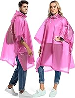 Vista 16 de Paquete de 2 ponchos de lluvia para adultos, reutilizables, impermeables, de supervivencia, emergencia, resistente, con capucha con cordón Azul