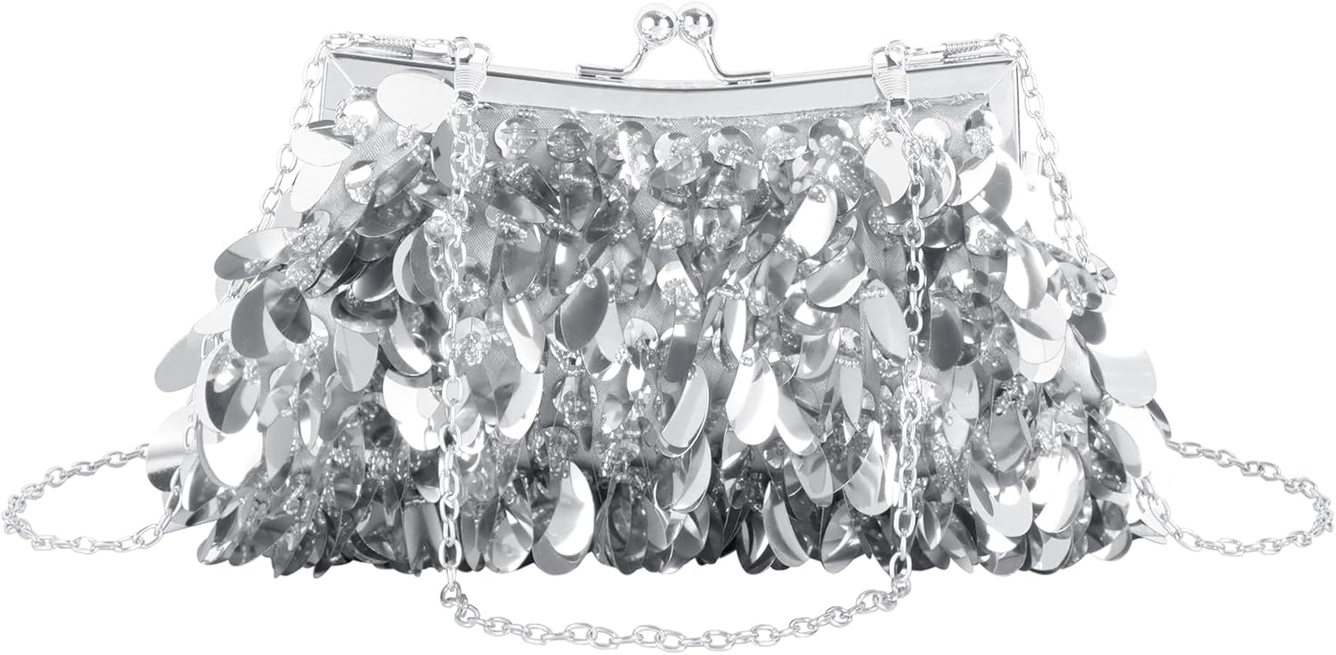 Goclothod Flower Inlaid Silk Evening Bag Shiny Rhinestone Wedding Clutch Handbag Purse