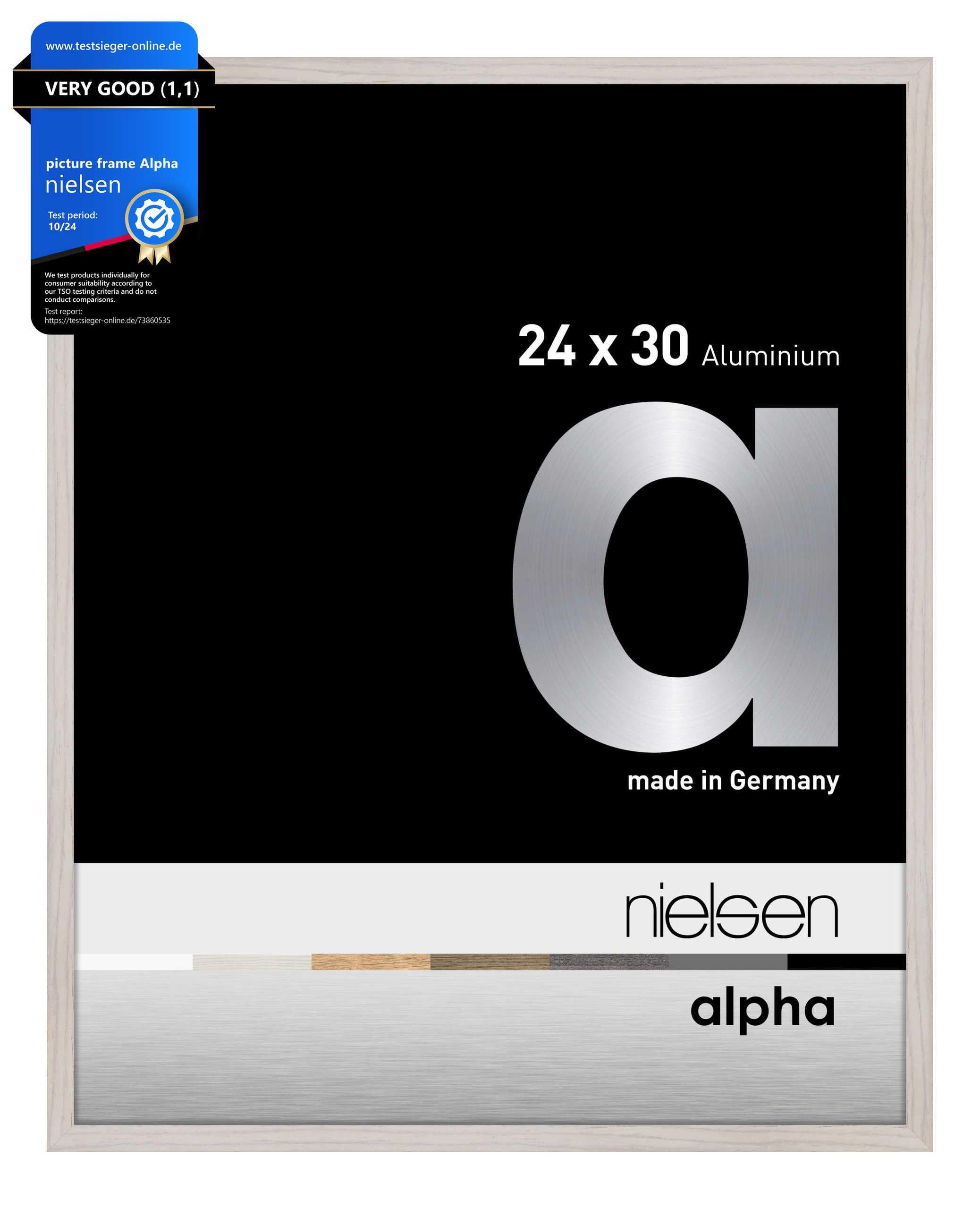 Nielsen  Alpha Aluminium Picture Frame With Glass Front - Oak White - 24 x 30cm