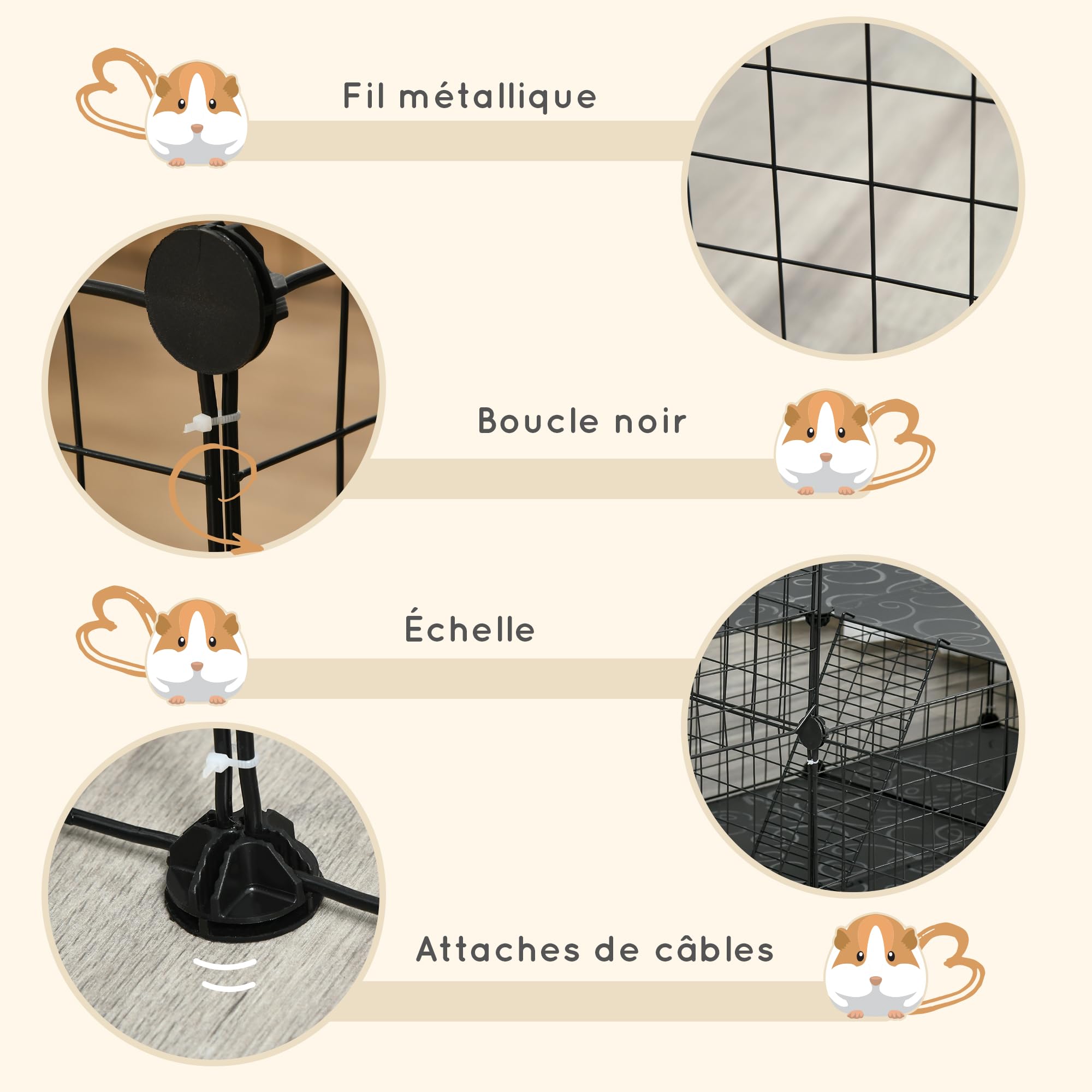 PawHut Enclos pour Petits Animaux Parc pour Chiot clôture pour Animaux domestiques modulable DIY 47 Panneaux Noir
