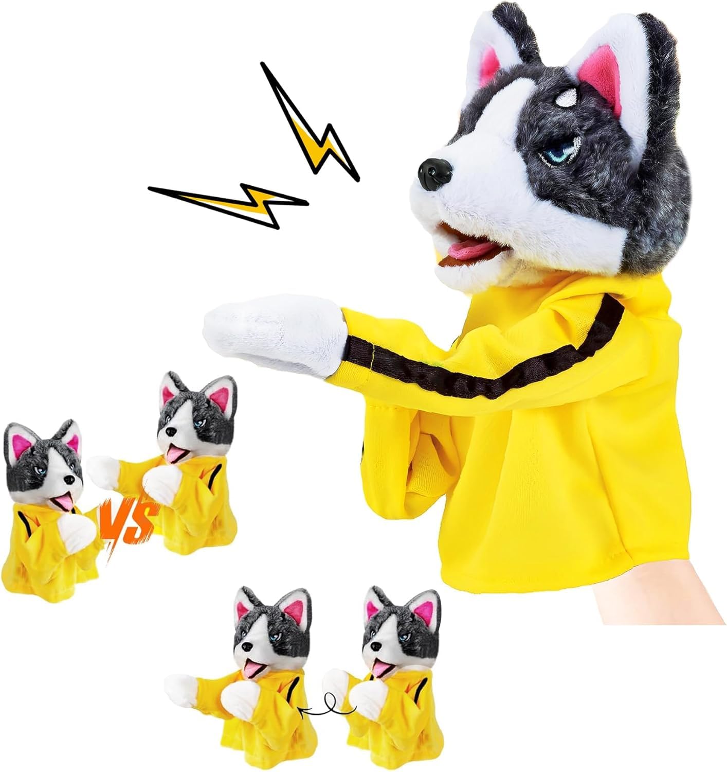 ZIPRON Kung Fu Dog & Husky Interactive Toy - Boxing & Tricky Hand Puppet Action, Plush Stuffed Husky with Kung Fu Gloves - Perfect Children's Game & Gift Idea!-image-21
