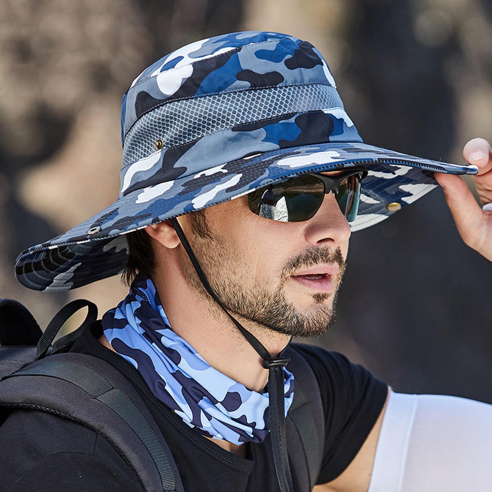 MOGSA Sombrero de pescador para hombre, sombrero de pesca, sombrero de verano, transpirable, para exteriores, sombrero de pesca, sombrero de montañismo