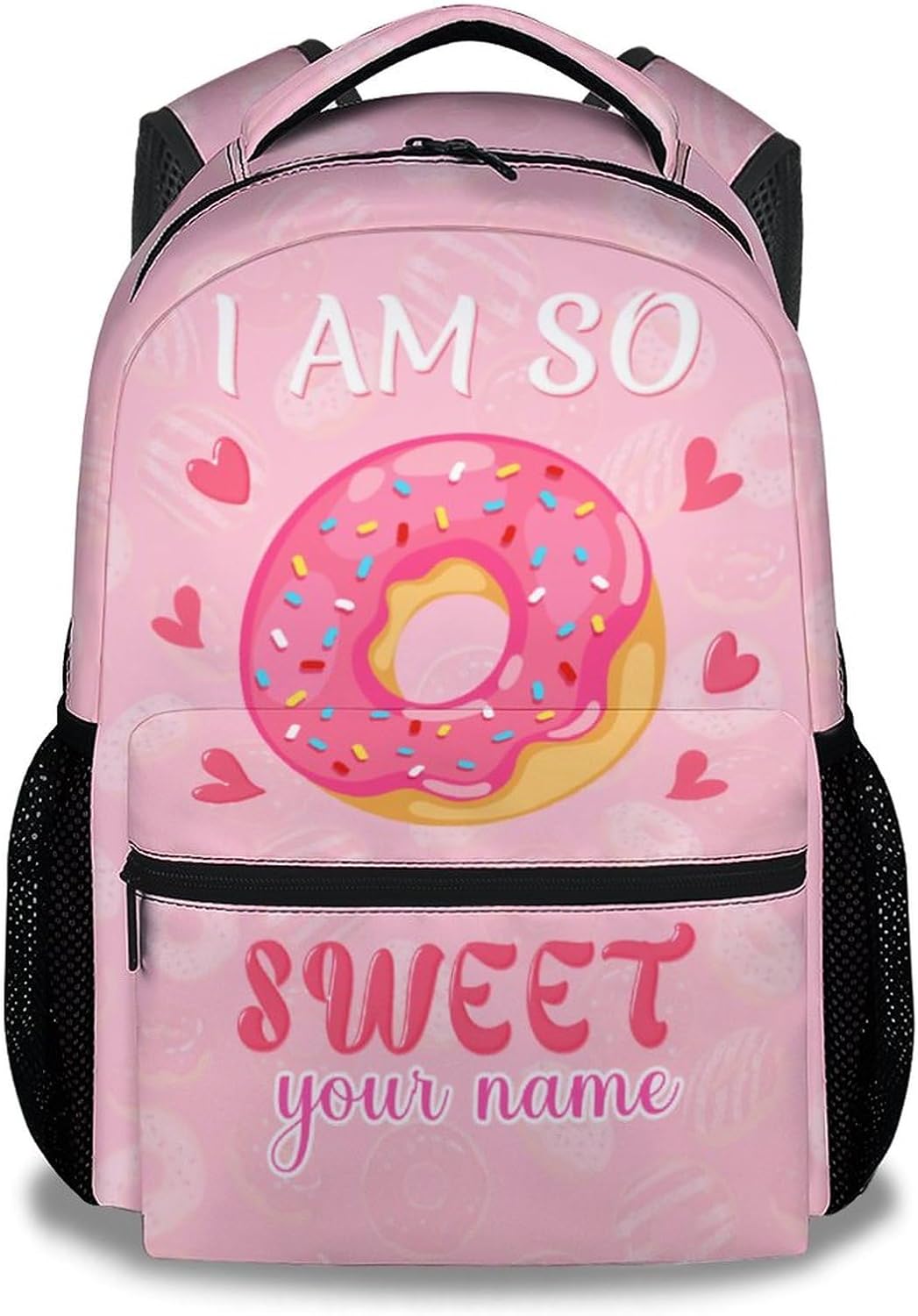 Donut Backpack for Girls, 16 Inch Pink Backpacks for School, Cute Lightweight Bookbag for Kids