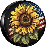 Vista 8 de Funda para neumáticos de repuesto con la bandera estadounidense, protectores de rueda resistentes a la intemperie y al polvo, ajuste universal