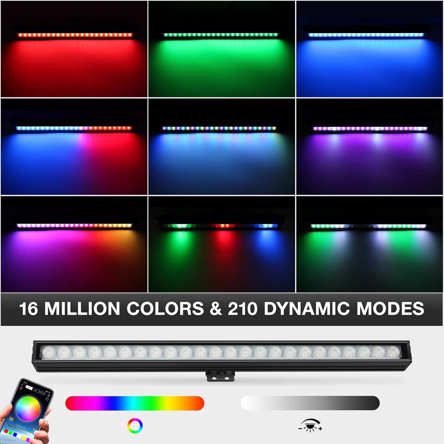 LED Light Bars 4Pack: 16 Inch 18W RGB Color Changing Accent Lighting - APP & Remote with Group Control - Timer & Music Sync Modes - Backlights for Gaming Room TV PC Setup Home Decoration