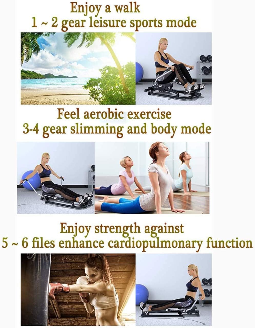 Indoor Foldable Rowing Machine, Hydraulic Rower with 6 Adjustable Resistance Abdominal Pectoral Arm Training Aerobic Home Gym Workout Fitness Equipment