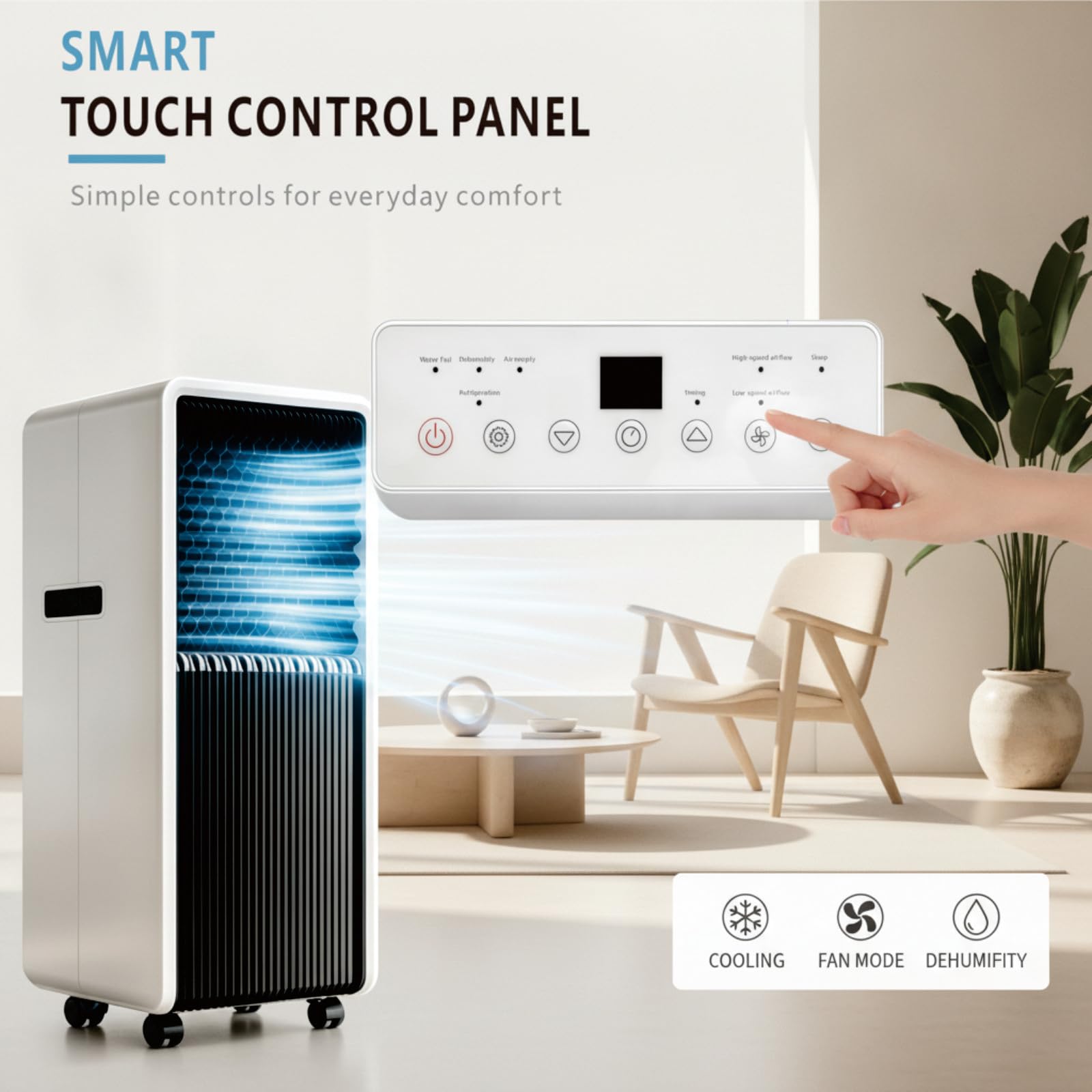 Aire Acondicionado Portátil con Mando a Distancia Climatizador 3 en 1 Frío, Ventilación y Deshumidificador, Modo Reposo, Temporizador 12H, con tubo de escape Kit de instalación, 12000BTU