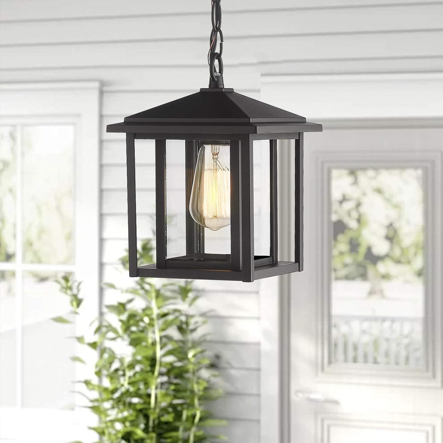 Nеw Dеаl Zeyu Outdoor Pendant Light, Exterior Hanging Light Fixtures for Hallway Porch, Black Finish with Clear Glass, 1951-H BK