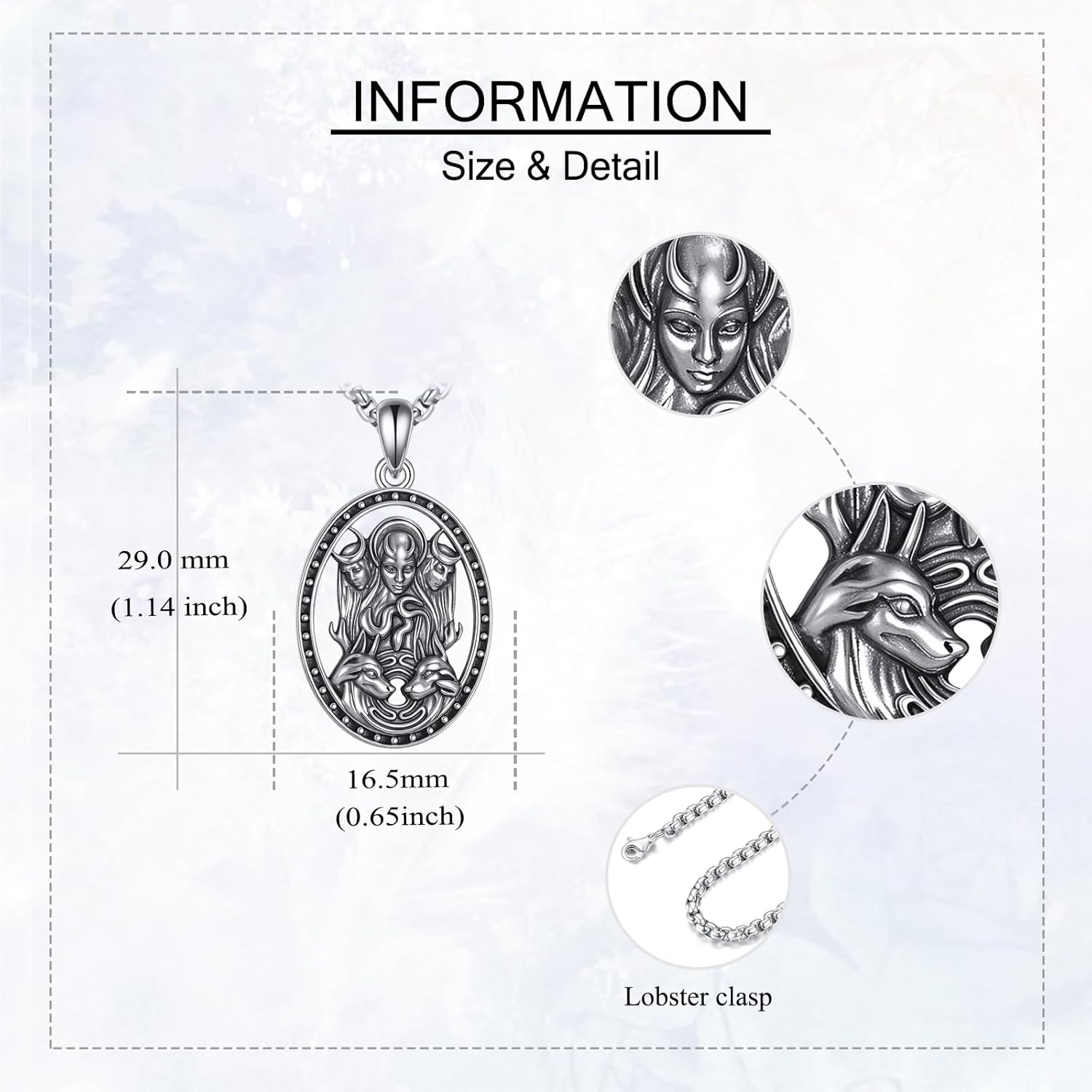 Hecate Necklace 925 Sterling Silver Triple Moon Goddess Pendant Ancient Greek Mythology Amulet Gifts for Women - Image 5