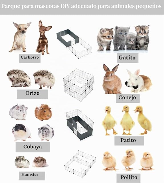 Foto 7 de 7 de LANGXUN Parque Infantil para Animales pequeños con Puerta y Alfombra Impermeable