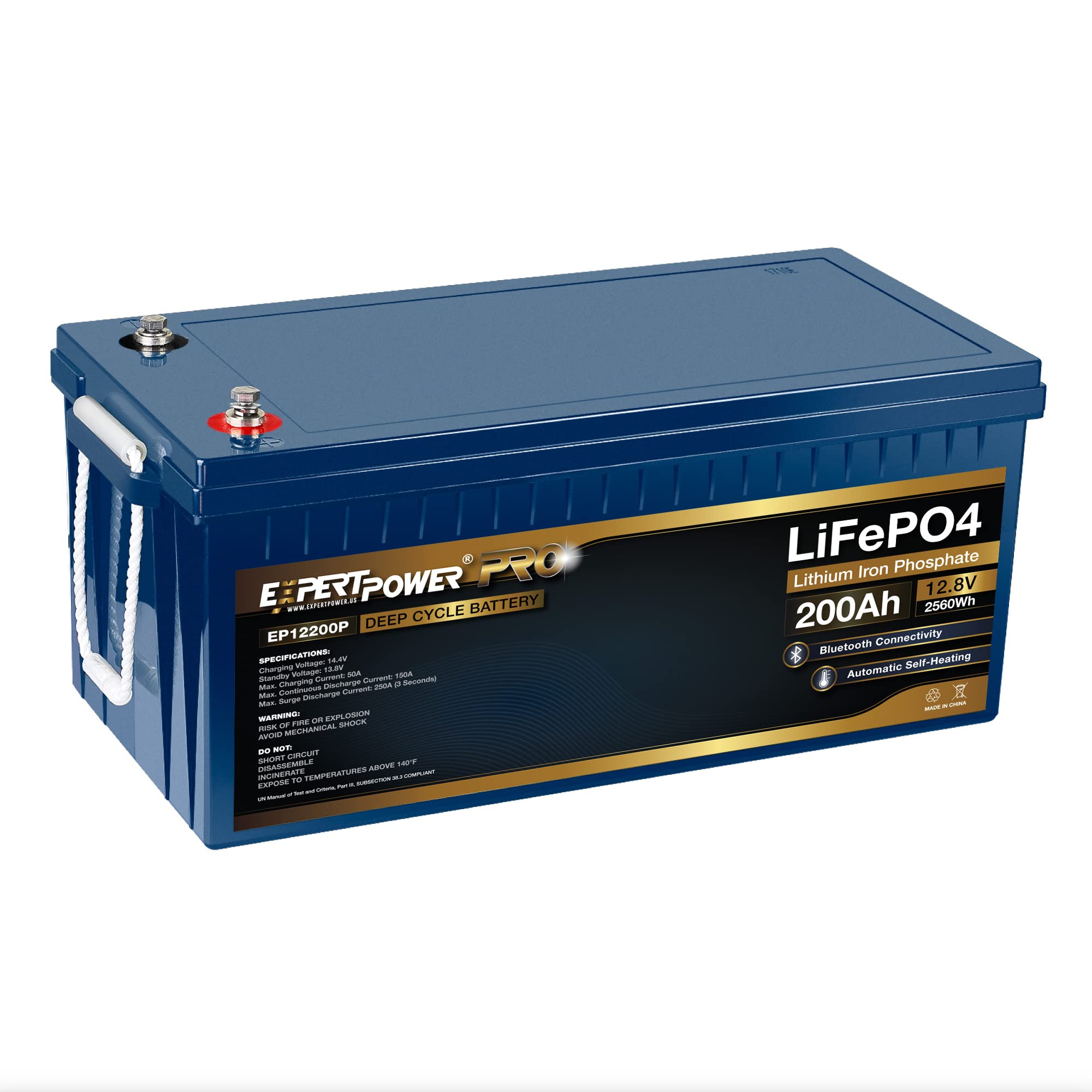 ExpertPower 12V 200Ah PRO Lithium LiFePO4 Deep Cycle Rechargeable Battery | Bluetooth & Self Heating | 7000 Life Cycles & 10-Year Lifespan | Perfect for RV, Solar, Marine, Overland, Off-Grid