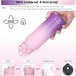 Oldley Insulated Water Bottle with Straw 20oz Stainless Steel Water Bottles with 3 lids Double-Wall Vacuum Thermal for Kids Adults School Sports,Ombre Pink-Purple