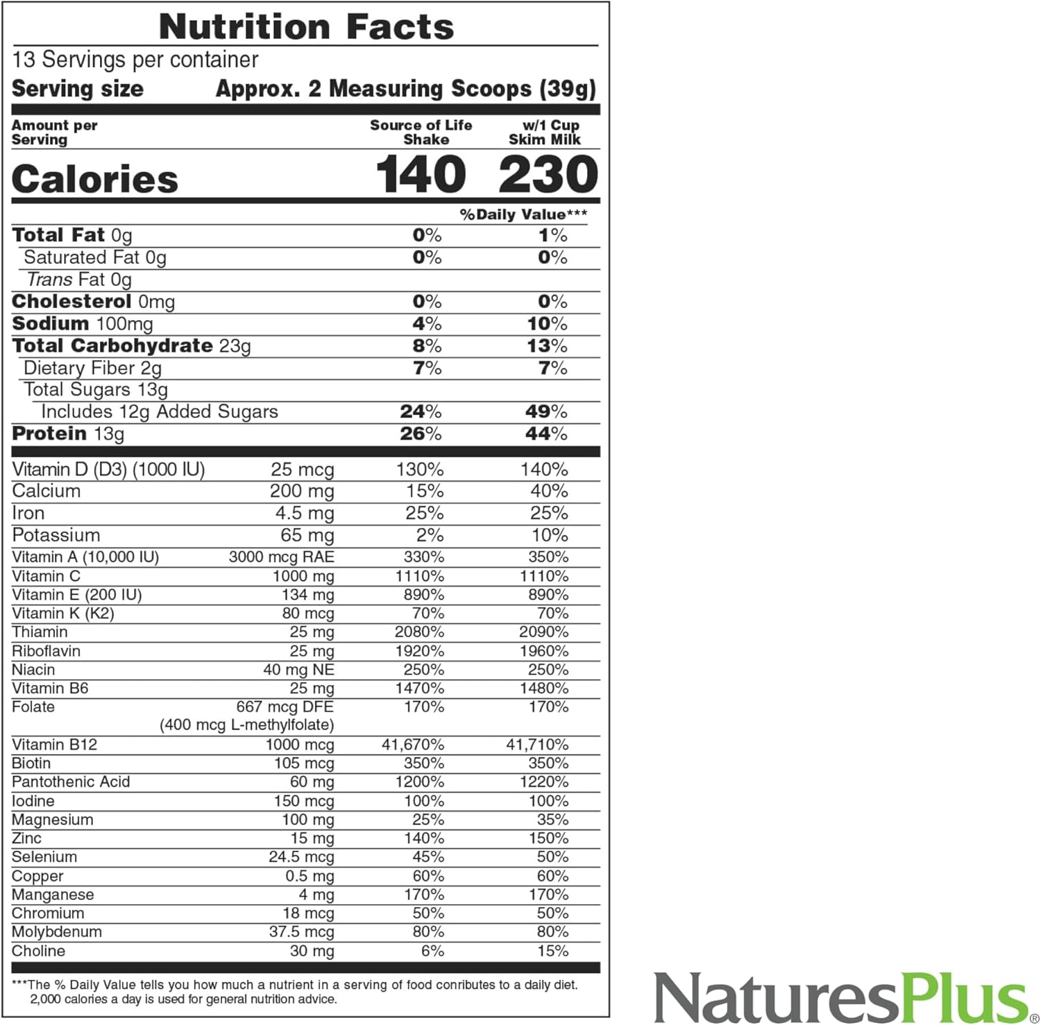NaturesPlus Source of Life Energy Shake, Creamy Granola - 1.1 lbs - Provides 13g Complete Protein, Vitamins & Minerals - Non-GMO, Gluten Free, Vegetarian - 13 Total Servings