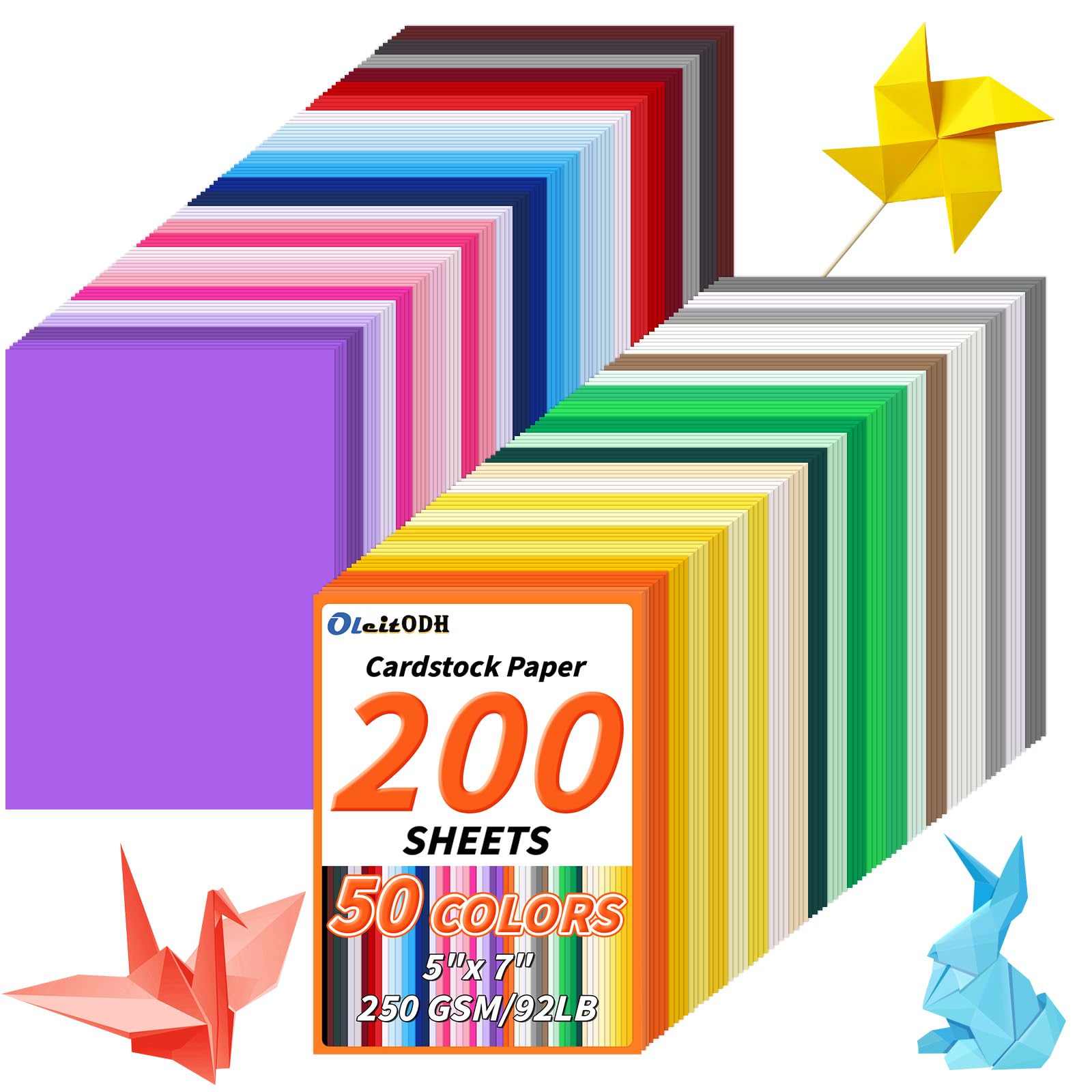 50 Colors 200 Pack Cardstock - Bulk Craft Paper -9