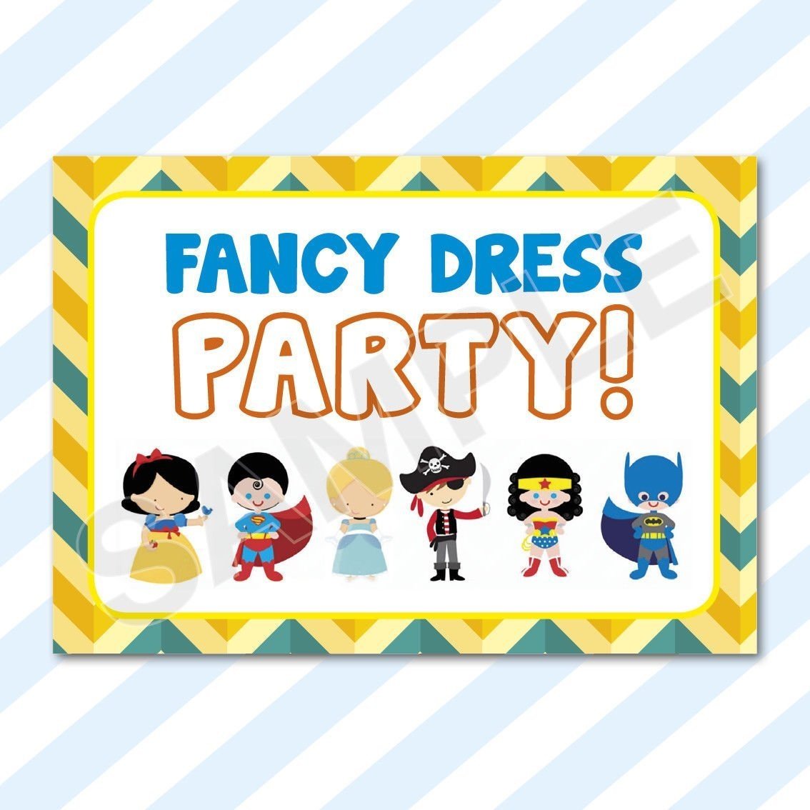 A6 CARDS - Birthday Party Invitations Invites Pack Girls Boys Childrens Kids with Envelopes (Fancy Dress) (Pack of 24)