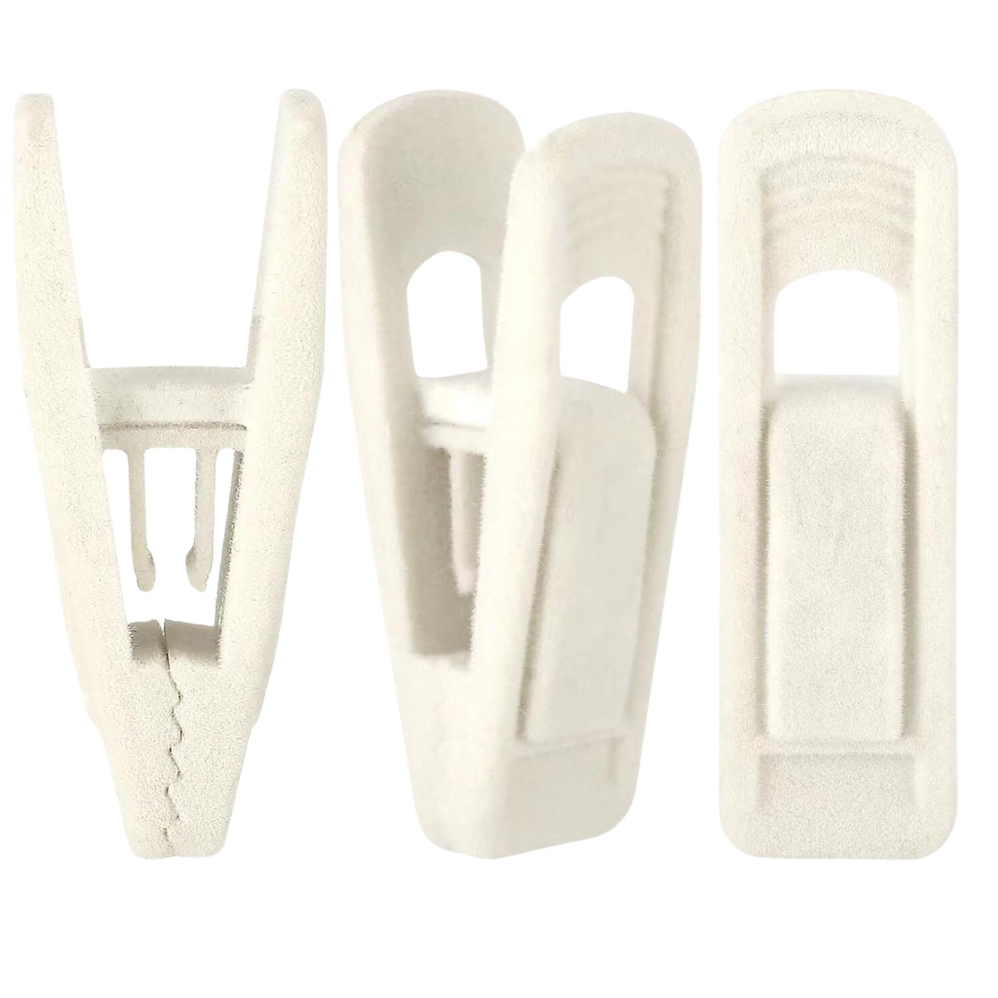 Panzy Home Velvet Hangers Clips, Black Pants Hangers Clips for Velvet Flocked Hangers Trousers & Skirts, Removable Clothes Clips (24, Cream)