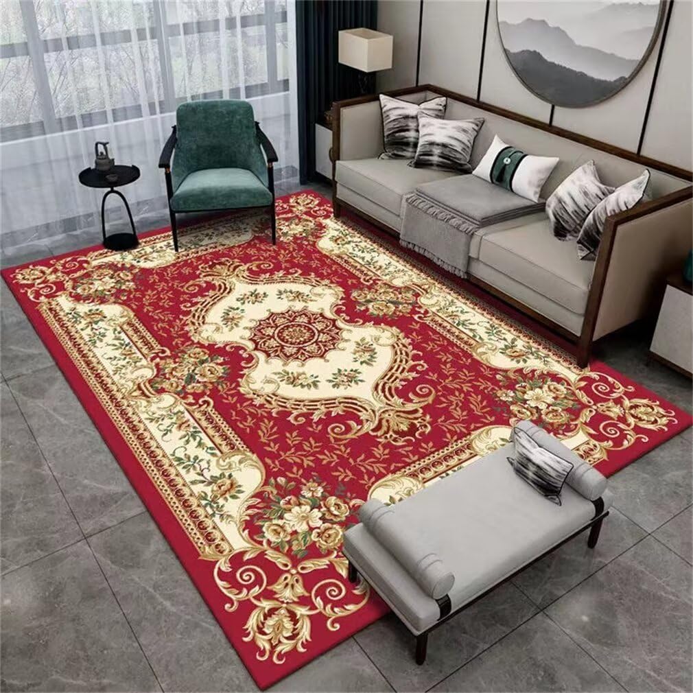 Tapis de salon rouge floral 120x200 pour une chambre d'ado dynamique