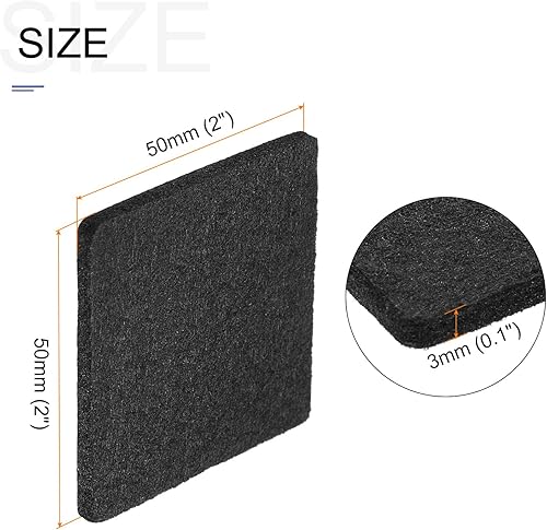 Miniatura 2 de METALLIXITY Almohadillas cuadradas de fieltro para muebles (2 x 2 x 0.1 pulgadas), 10 unidades, protectores de suelo autoadhesivos, para el hogar,