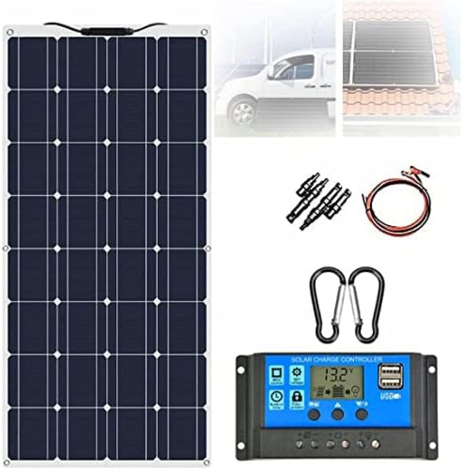 Panneau solaire 100W étanche IP67 doté d'un régulateur de charge MPPT 40A