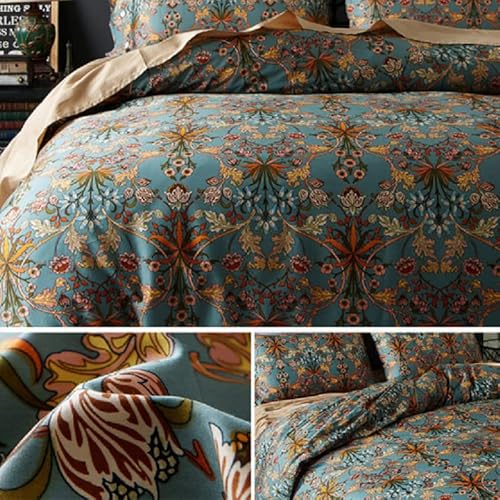 Vintage Floral Duvet Cover Queen Garden Flower Duvet Cover Luxury Soft Cotton Floral Comforter Cover Chic Boho Flower Botanical Bedding Set With Zipper Closure Girl Women Cotton Floral Quilt Cover #TOP6