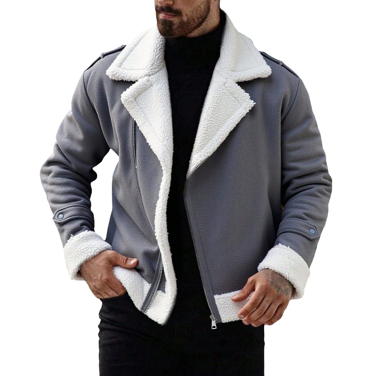 Chaqueta de invierno para hombre, estilo vintage, forro polar con